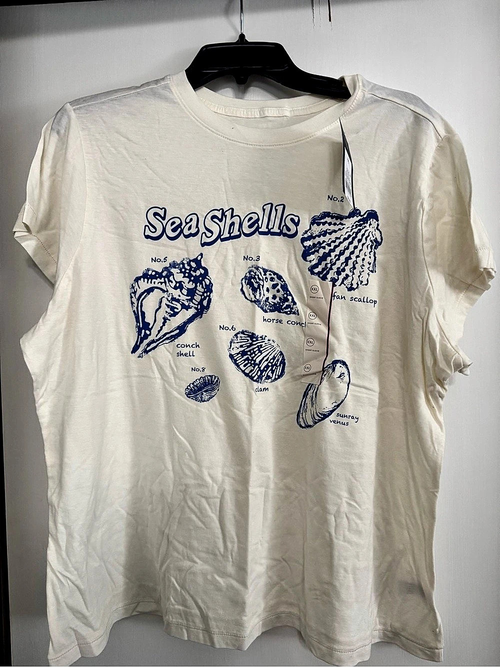 Universal Thread Sea Shells Graphic Tee White & Blue XXL NWT